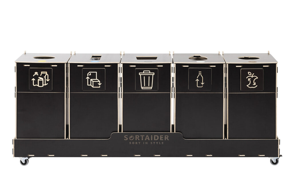 Sortaider Sorter SRT40B5 Wooden recycling bins for eco-friendly businesses